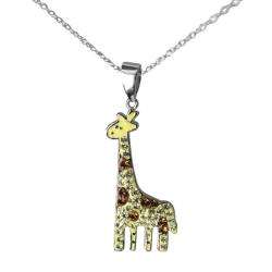 Sterling Silver Crystal Giraffe Necklace  