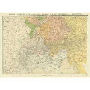   1870 Antique Map of Germany, Austria & Switzerland