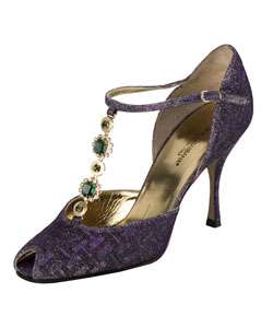 Dolce & Gabbana Purple Lurex Jeweled Pumps  
