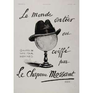  1930 French Ad Le Chapeau Mossant Men Hat Globe Sem 