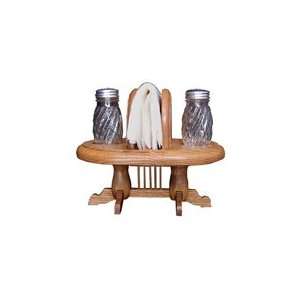 Amish Double Pedestal & Spindle Table Napkin Holder with Salt & Pepper 