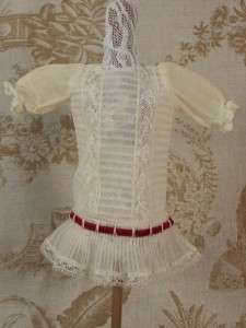 Antique Original French Cotton Batiste Dress Small 10 11” Jumeau 