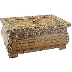 Ethnic Wood Decorative Lidded Box (India)  