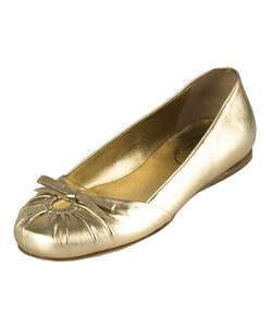 Prada Gold Leather Keyhole Ballerina Flats  