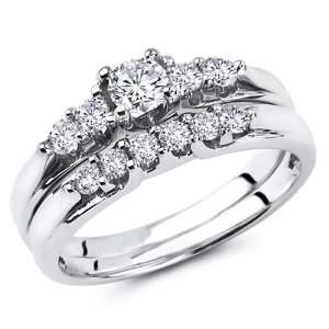  Women Matching Engagement Wedding Ring Band 2 Pieces Bridal Sets 
