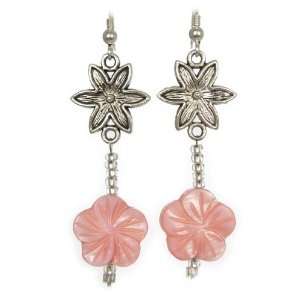 AM4376clip   Unique Pink Flower shaped Mother of pearl (dyed) Dropper 