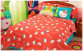 New Girls Red Hello Kitty Comforter Bedding Set Full 4  