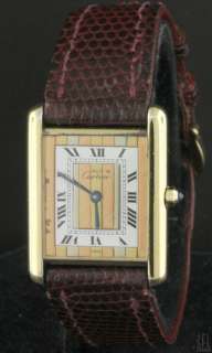   VERMEIL GOLD PLATED STERLING SILVER MENS WATCH W/ RARE DIAL  