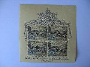 1952 Stamp Centenary Miniature Sheet from Vatican  