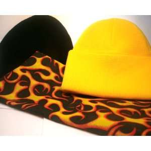  Beanie Hat (2) with Flame Bandana 