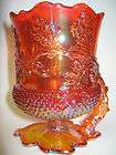 marigold carnival glass acorn oak leaf pattern spooner vase dish