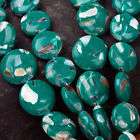 12mm Green Howlite Turquoise Shell Button Coin Beads  