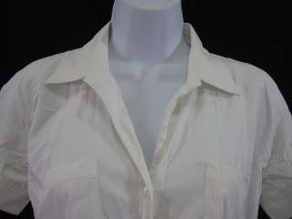 CELINE White Short Sleeve Button Up Blouse Top Sz 40  