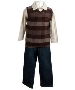 Kenneth Cole Boys Tan and Brown Sweater Vest Set  