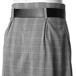 Adi Designs Juniors Black/ White High waist Belted Skirt   