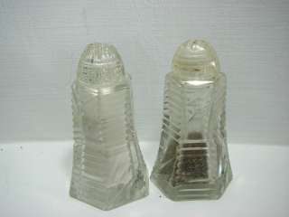 Vintage Clear Cut Glass Salt & Pepper Shakers F 23  