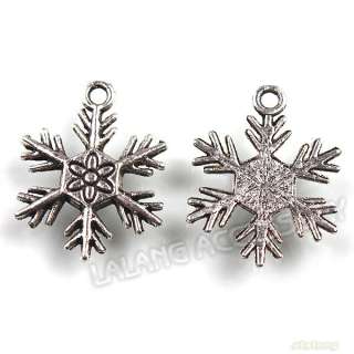 60 Antique Silver Christmas Snowflake Charms Alloy Pendants Fit 