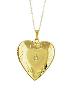 14k Gold Heart Diamond 4 photo Locket Necklace  