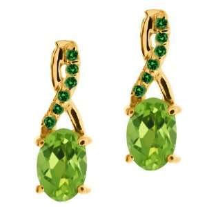   Green Mystic Topaz and Green Diamond 10k Yellow Gold Earrings Jewelry