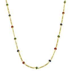 14k Yellow Gold Colored Enamel Stations Necklace  