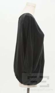 Designer Black Silk V Neck Draped Top  