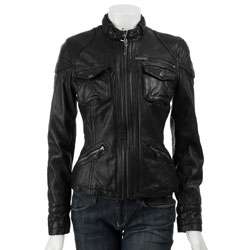   Kors Womens Black Leather 4 pocket Motocross Jacket  