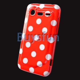 White Dot Glossy Red GEL Case Cover Skin For HTC Incredible 2  