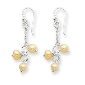  Sterling Silver Freshwater Cultured Yellow Pearl Earrings 