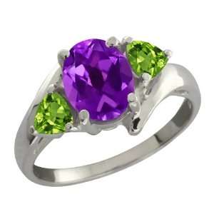  1.62 Ct Oval Purple Amethyst and Green Peridot Sterling 