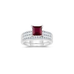  0.39 Cts Diamond & 1.04 Cts Ruby Matching Ring Set in 14K 