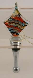 Glass Wine Stopper Bottle Art & Murano Glass Fleur de Lis, Shoes NEW 