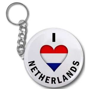  I HEART NETHERLANDS World Flag 2.25 inch Button Style Key 