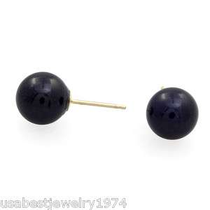 MM NATURAL BLUE SAPPHIRE STUD EARRINGS Made in 14K YELLOW GOLD 