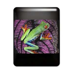    iPad Case Black Red Eyed Tree Frog on Purple Leaf 