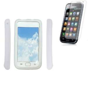 White Silicone Skin Case+ Screen Protector for Samsung i9000 Galaxy S 
