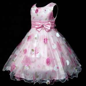 Au P3211 Pink Chrismas Pageant Party Flower Girls Dress Size 3,4,5,6,7 