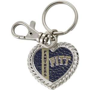  NCAA Pittsburgh Panthers Silvertone Heart Keychain Sports 