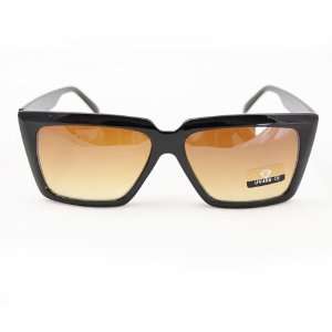   Black Glassy Frame Amber Lens   Trendy Fashion Everyday Apparel for