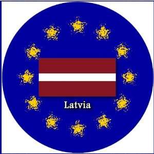  58mm Round Badge Style Keyring Latvia Flag