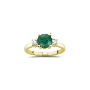  0.55 Cts Diamond & Natural Emerald Three Stone Ring in 14K 
