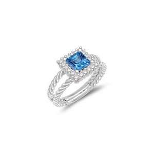  0.20 Cts Diamond & 0.69 Cts Swiss Blue Topaz Cluster Ring 