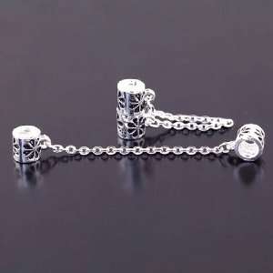  Sterling Silver Plated Security Safety Chain Bead Charm for Bracelet 