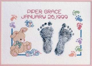 Baby Footprints Birth Record Cross Stitch Kit NEW  
