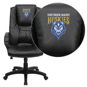   Maine Huskies Embroidered Black Leather Executive Office Chair Office