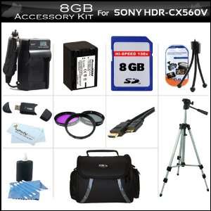 8GB Accessory Kit For Sony HDR CX560V Handycam HD Camcorder Includes 