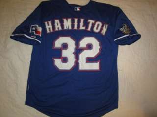 Sewn Josh Hamilton #32 Majestic Blue Jersey XL XXL XXXL World Series 