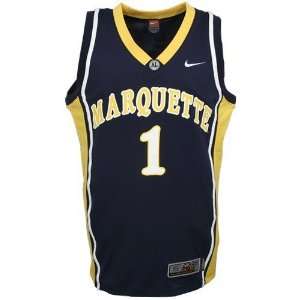  Elite Marquette Golden Eagles #1 Navy Blue Youth Replica Basketball 