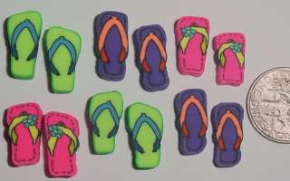 Summer Flip Flop Set Shaped Handmade Polymer Fimo Clay Beads  