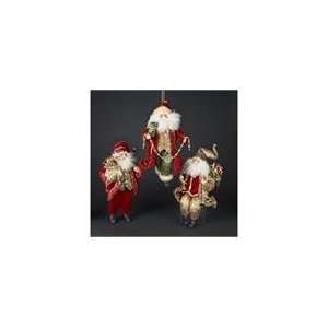 Set of 3 Red, Green and Gold Elegant Santa Claus Christmas Ornam 