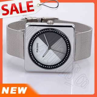 Fashion design PAIDU Silver case Wrist Watch + Black GIFT BOX Black 